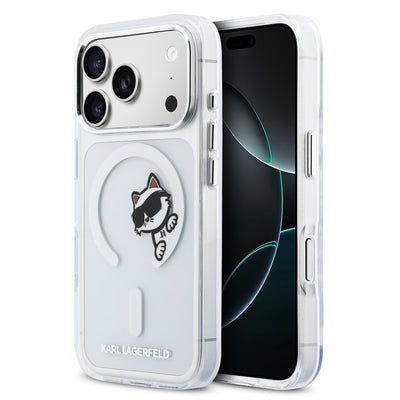 Husa telefon Karl Lagerfeld pentru Apple iPhone 17 Pro Max, IML Choupette Peekaboo MagSafe, Transparentă