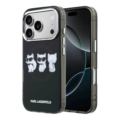 Husa telefon pentru Apple iPhone 17 Pro, Karl Lagerfeld, IML Choupette Trio Watercolor, MagSafe, Neagra