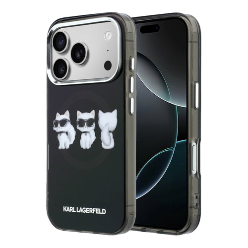 Husa telefon pentru Apple iPhone 17 Pro, Karl Lagerfeld, IML Choupette Trio Watercolor, MagSafe, Neagra