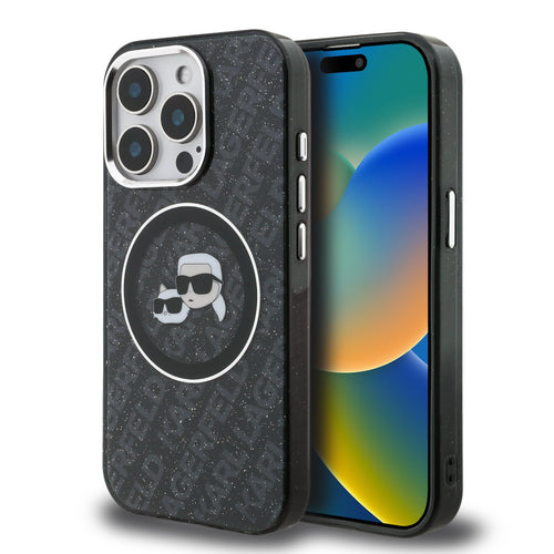 Husa Karl Lagerfeld compatibila cu iPhone 15 Pro, MagSafe/Magnetic, policarbonat, TPU, Negru