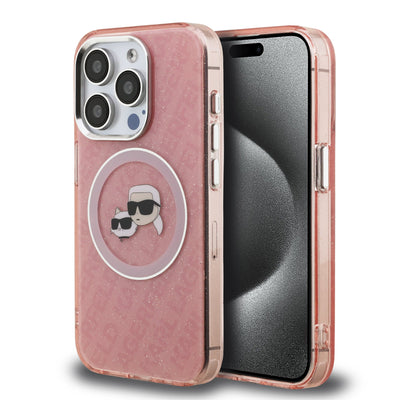 Husa telefon Karl Lagerfeld pentru Apple iPhone 16 Pro Max, IML K/C Heads Repeated Logo, MagSafe, Roz