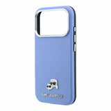 Husa telefon Karl Lagerfeld pentru Apple iPhone 18 Pro Max / 17 Pro Max, PU Grained Semi Wrap, K/CH Heads, MagSafe, Albastra