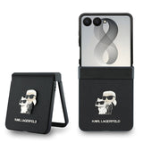 Husa telefon pentru Samsung Galaxy Z Flip 8, PU Saffiano Karl and Choupette, Neagra
