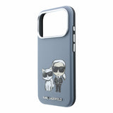 Husa spate Karl Lagerfeld pentru Apple iPhone 18 Pro / 17 Pro, PU Semi Wrap, Smooth Sketch, MagSafe, Albastră