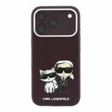 Husa telefon Karl Lagerfeld pentru Apple iPhone 18 Pro Max / 17 Pro Max, PU Semi Wrap, Smooth Sketch Bodies, MagSafe, Burgundy