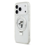 Husa telefon Karl Lagerfeld pentru Apple iPhone 17 Pro, Ringstand MagSafe, Alba