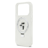 Husa telefon Karl Lagerfeld pentru Apple iPhone 17 Pro, Ringstand MagSafe, Alba