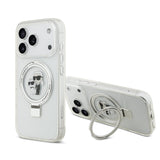 Husa telefon Karl Lagerfeld pentru Apple iPhone 17 Pro, Ringstand MagSafe, Alba