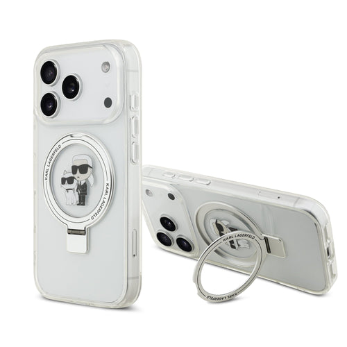 Husa telefon Karl Lagerfeld pentru Apple iPhone 17 Pro, Ringstand MagSafe, Alba