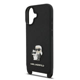 Husa Karl Lagerfeld compatibila cu iPhone 17, piele ecologica PU Saffiano, Negru