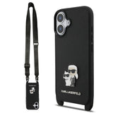 Husa Karl Lagerfeld compatibila cu iPhone 17, piele ecologica PU Saffiano, Negru