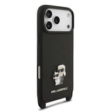 Husa Karl Lagerfeld compatibila cu iPhone 17 Pro Max, piele eco PU Saffiano, Negru