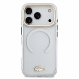 Husa telefon LACOSTE pentru Apple iPhone 18 Pro Max / 17 Pro Max, IML Shockproof Petit Pique Gold Logo, MagSafe, Transparenta