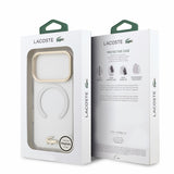 Husa telefon LACOSTE IML Shockproof Petit Pique Gold Logo MagSafe pentru Apple iPhone 17 Pro / 18 Pro, Transparenta