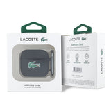 Husa silicon pentru Apple AirPods 4 LACOSTE, cu logo Croc, Neagra