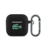 Husa silicon pentru Apple AirPods 4 LACOSTE, cu logo Croc, Neagra