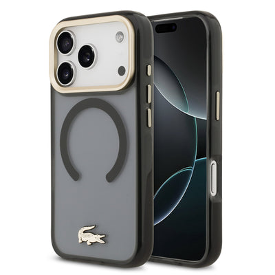 Husa telefon pentru Apple iPhone 17 Pro, PC/TPU, Finisaj Frosted, Logo Auriu, MagSafe, Neagra