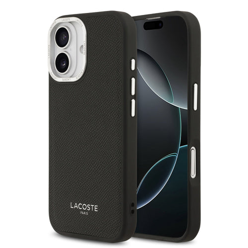 Husa Lacoste compatibila cu iPhone 17, MagSafe/Magnetic, piele PU, Negru