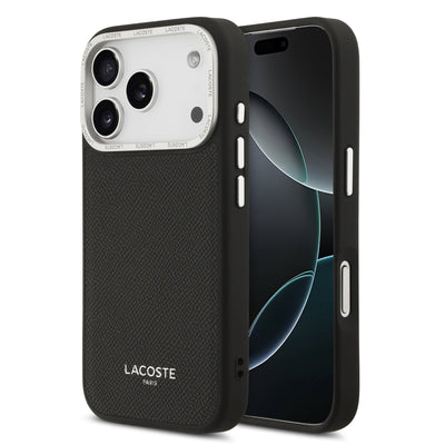 Husa piele pentru Apple iPhone 17 Pro Max, LACOSTE Champs Elysees MagSafe, Neagra