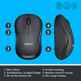 Mouse wireless Logitech M220 Silent, Negru
