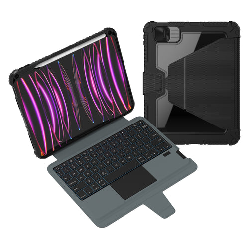 Husa cu tastatura pentru Apple iPad Pro 12.9 2020/2021/2022 / iPad Air 13 2024/2025, NILLKIN Bumper Link, cu iluminare de fundal