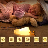 Lampa de noapte Nimbo din silicon – Ratusca culcata, 3 alb-uri, timer, USB-C