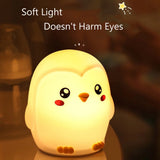 Lampa de noapte Nimbo din silicon – Pinguin, 3 alb-uri, USB-C
