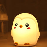 Lampa de noapte Nimbo din silicon – Pinguin, 3 alb-uri, USB-C
