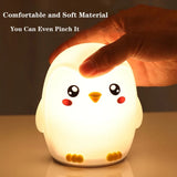 Lampa de noapte Nimbo din silicon – Pinguin, 3 alb-uri, USB-C