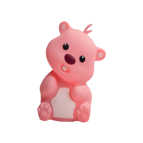 Lampa de noapte din silicon Nimbo Bear, 3 intensitati alb cald, USB /roz