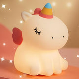 Lampa de noapte Nimbo din silicon – Unicorn Pufos, 3 alb-uri, USB-C