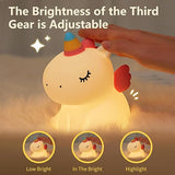 Lampa de noapte Nimbo din silicon – Unicorn Pufos, 3 alb-uri, USB-C