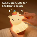 Lampa de noapte Nimbo din silicon – Unicorn Pufos, 3 alb-uri, USB-C