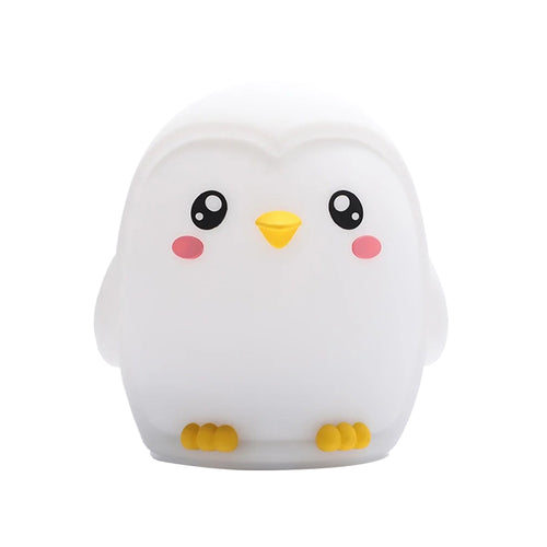 Lampa de noapte Nimbo din silicon – Pinguin, 3 alb-uri, USB-C