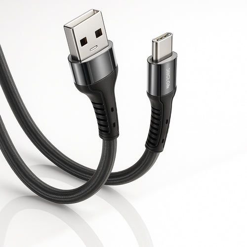 Cablu USB-A la Type-C Nordic, 2 m, 40W, împletit, Negru
