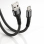 Cablu USB-A la Type-C Nordic, 2 m, 40W, împletit, Negru