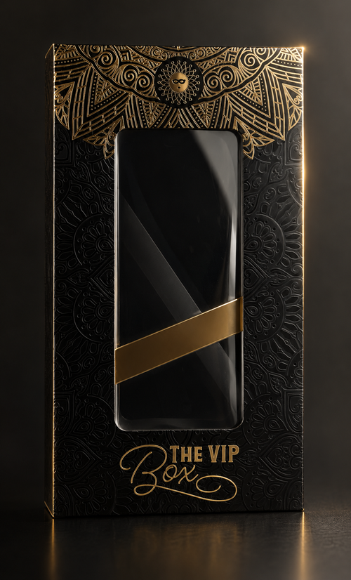 Cutie de ambalaj VIP tip sertar lateral, Neagra cu Auriu