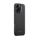 Husa compatibila cu iPhone 16 Pro Max, Antisoc, TPU, carbon-aramid, Negru