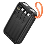 Baterie externa Hoco J151 Spirit 10000 mAh cu 4 cabluri incluse (Lightning, Type-C, Micro-USB, USB-A), 15W, Neagra
