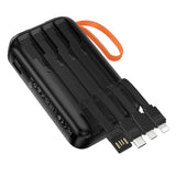 Baterie externa Hoco J151 Spirit 10000 mAh cu 4 cabluri incluse (Lightning, Type-C, Micro-USB, USB-A), 15W, Neagra