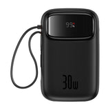 Baterie externa Baseus Qpow 2 10000 mAh 30W cu cabluri integrate USB-C, Neagra