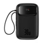 Baterie externa Baseus Qpow 2 10000 mAh 30W cu cabluri integrate USB-C, Neagra