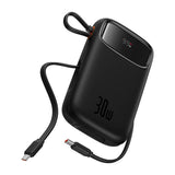 Baterie externa Baseus Qpow 2 10000 mAh 30W cu cabluri integrate USB-C, Neagra