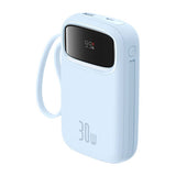 Baseus Baterie Externa 10000mAh, 30W + Cabluri Integrate 2C, Qpow 2 Albastru - P10055008313-00
