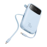 Baseus Baterie Externa 10000mAh, 30W + Cabluri Integrate 2C, Qpow 2 Albastru - P10055008313-00