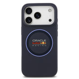 Husa silicon lichid pentru Apple iPhone 17 Pro, Red Bull, MagSafe, Inel albastru, Albastră