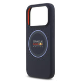 Husa silicon lichid pentru Apple iPhone 17 Pro, Red Bull, MagSafe, Inel albastru, Albastră