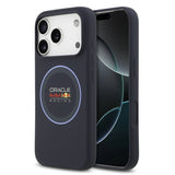 Husa silicon lichid pentru Apple iPhone 17 Pro, Red Bull, MagSafe, Inel albastru, Albastră