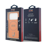 Husa silicon lichid pentru Apple iPhone 17 Pro, MagSafe, Red Bull, Inel albastru, Portocalie