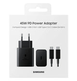 Incarcator Samsung 45W USB-C EP-T4511XBEGEU cu Cablu Type-C la Type-C, Negru